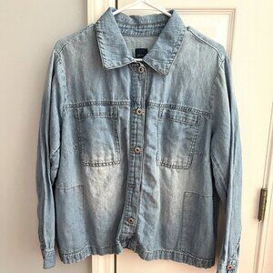J. Jill Chambray Denim Shirt Jacket XL petite